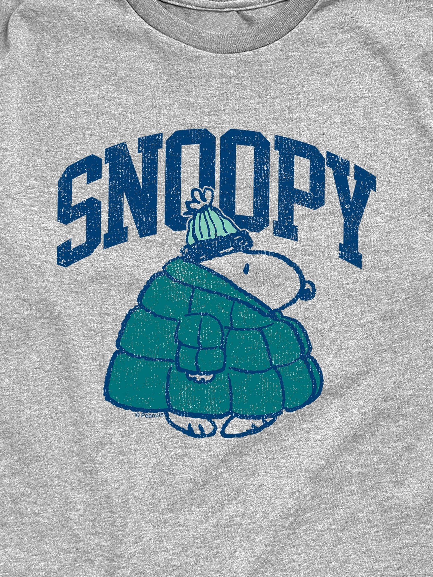 Детская куртка Old Navy Peanuts Snoopy In Puffer Coat Short Sleeve Tee, цвет: Меланжевый — фото 2