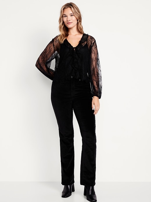 Image number 5 showing, Extra High-Waisted Velvet Baby Boot-Cut Jeans