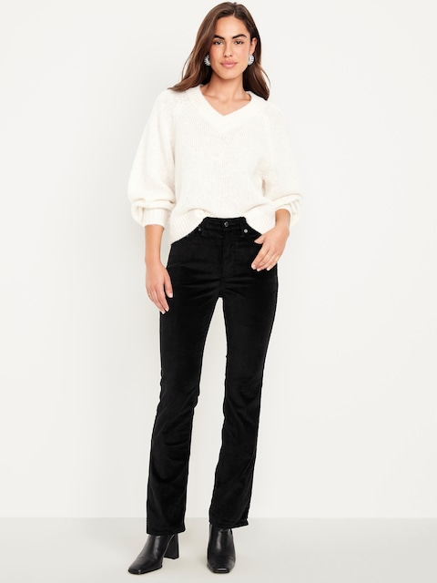 Extra High-Waisted Velvet Baby Boot-Cut Jeans - Black Jack