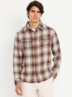 Loose Fit Textured Plaid Pocket Shirt