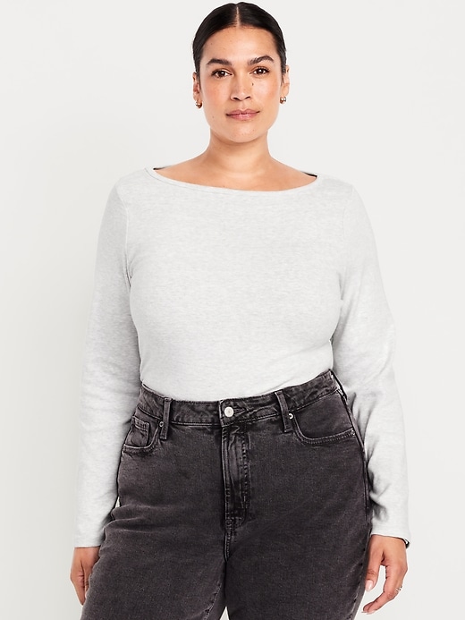 Image number 7 showing, Snug Long-Sleeve Boat-Neck T-Shirt