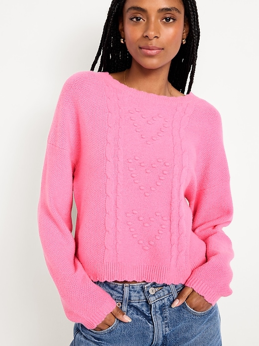 Image number 3 showing, SoSoft Crew-Neck Bobble Heart Sweater