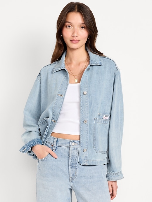 Image number 1 showing, Cropped Denim Chore Jacket