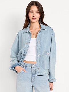 Cropped Denim Chore Jacket