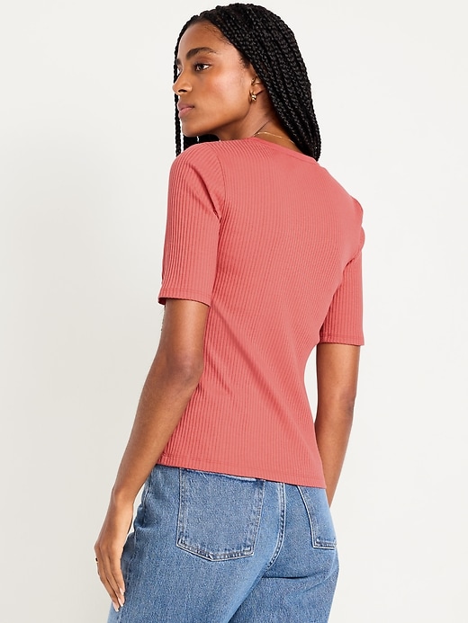 Image number 2 showing, Short Sleeve Lace-Front Top