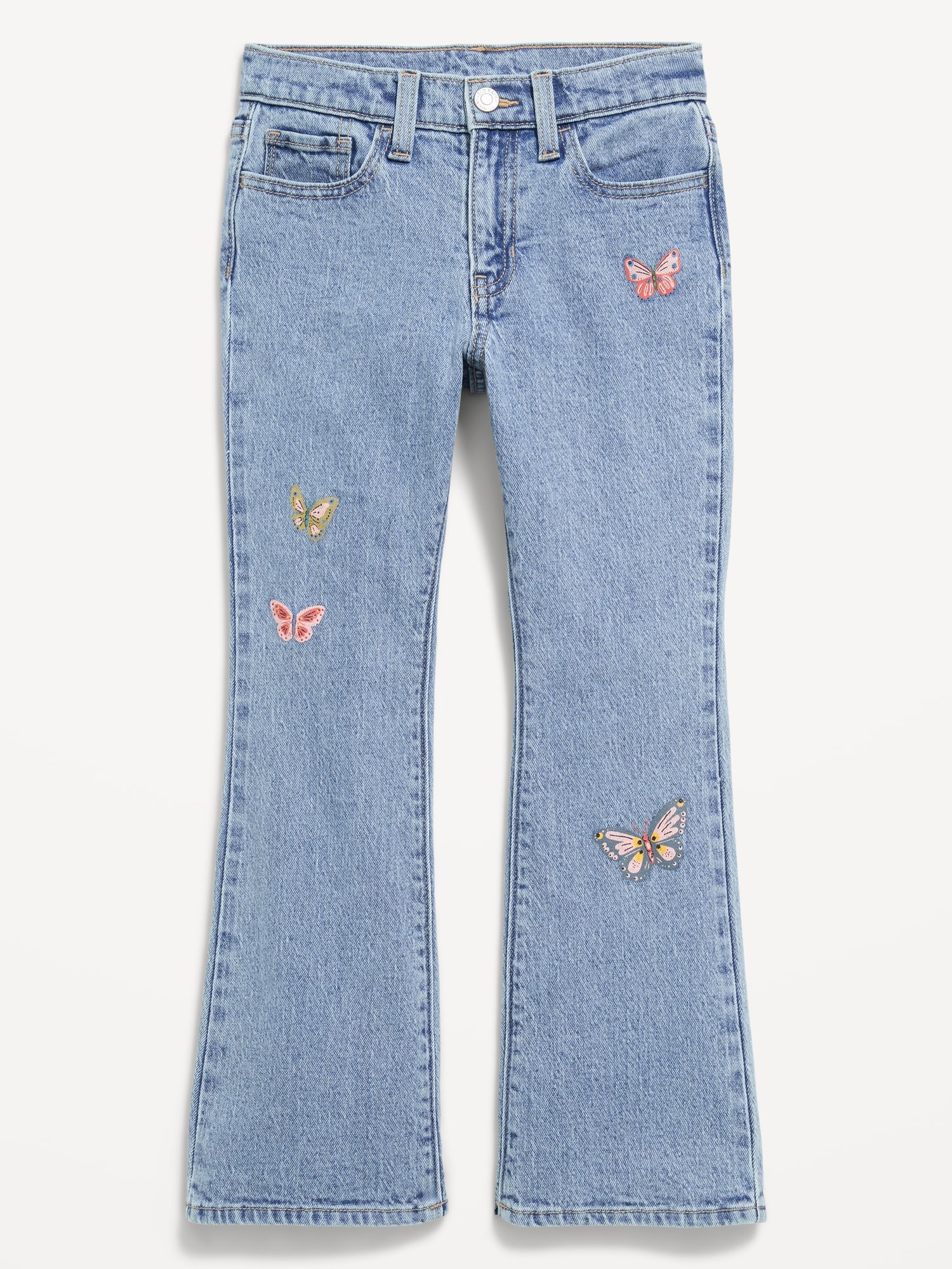 High-Waisted Embroidered Flare-Leg Jeans for Girls