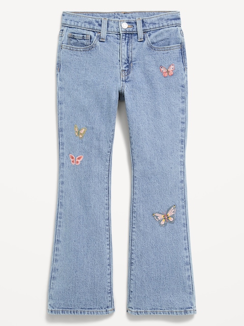 High-Waisted Embroidered Flare-Leg Jeans for Girls