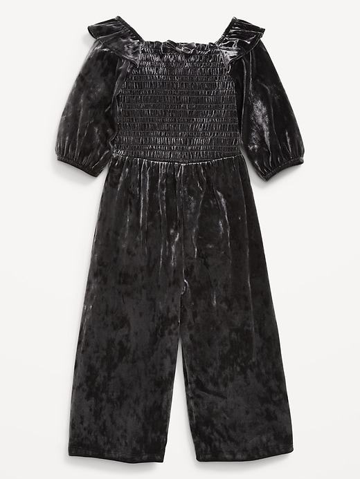 Image number 1 showing, Smocked Velvet Jumpsuit for Toddler Girls