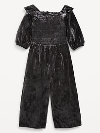 Image number 1 showing, Smocked Velvet Jumpsuit for Toddler Girls