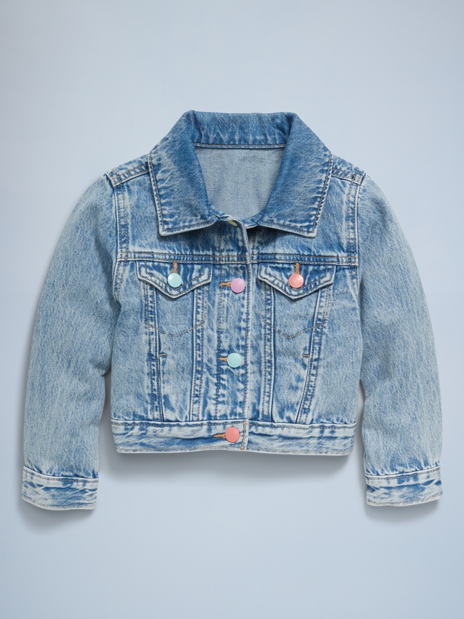 Куртка Old Navy Cropped Trucker Denim Jacket для девочек-малышей, цвет: Светлая варка — фото 2