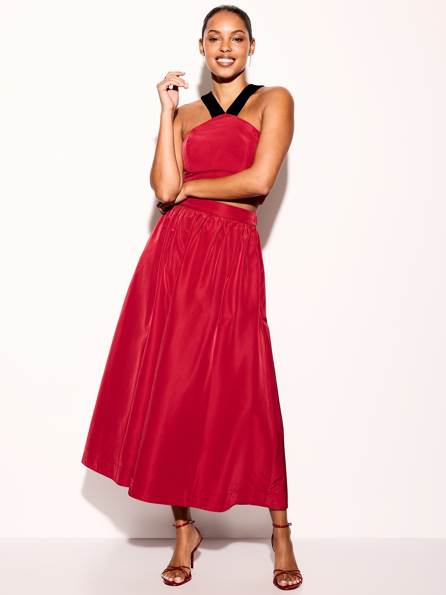 The Occasion by Old Navy High-Waisted Taffeta Midi Skirt | Old Navy