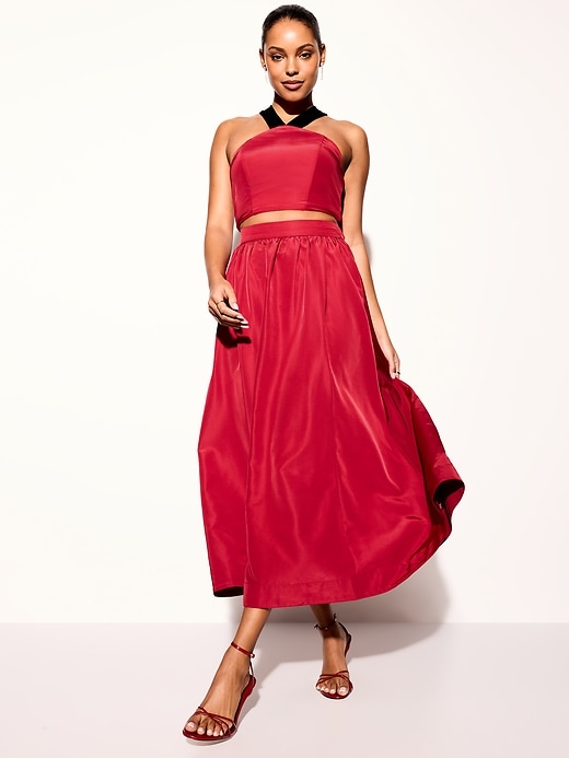 Image number 3 showing, The Occasion by Old Navy High-Waisted Taffeta Midi Skirt
