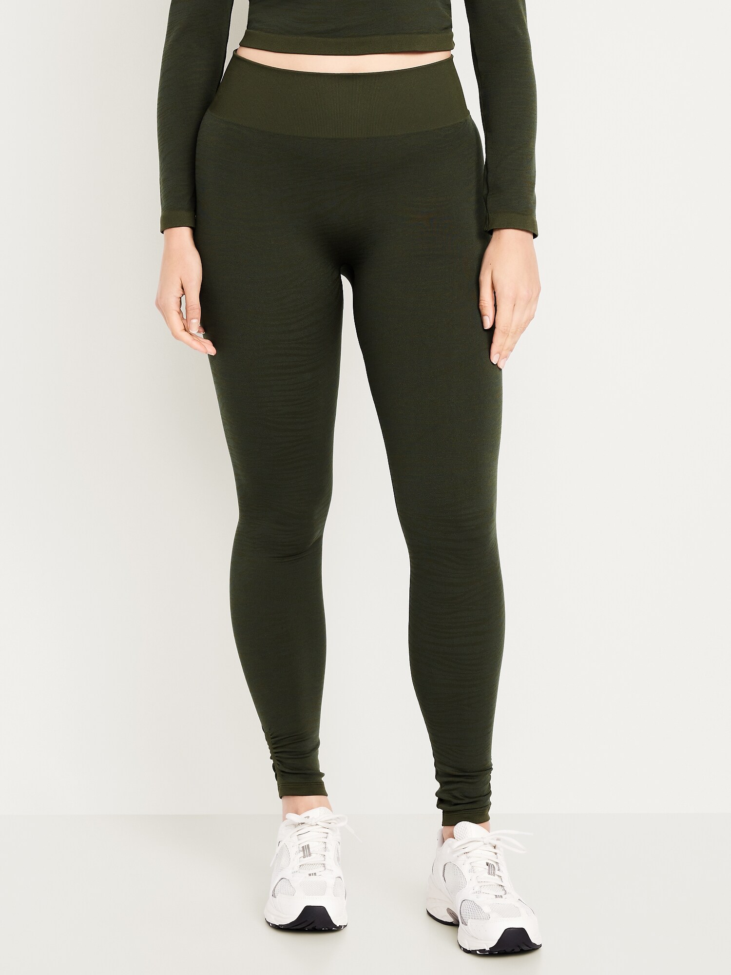 Женские леггинсы Old Navy High-Waisted Seamless Jacquard, цвет: Тёмно-зелёный — фото 4