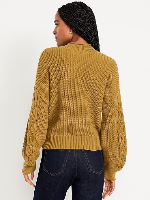 Image number 2 showing, Seaside Cotton Roll-Neck Cable-Knit Sweater