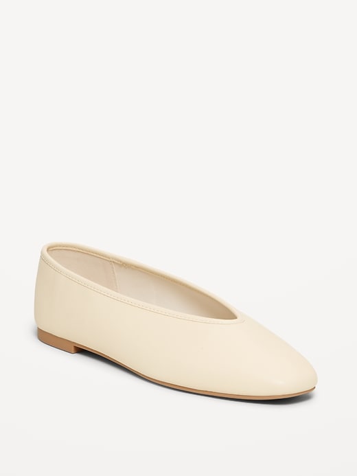 Image number 1 showing, Faux-Suede V-Cut Ballet Flats
