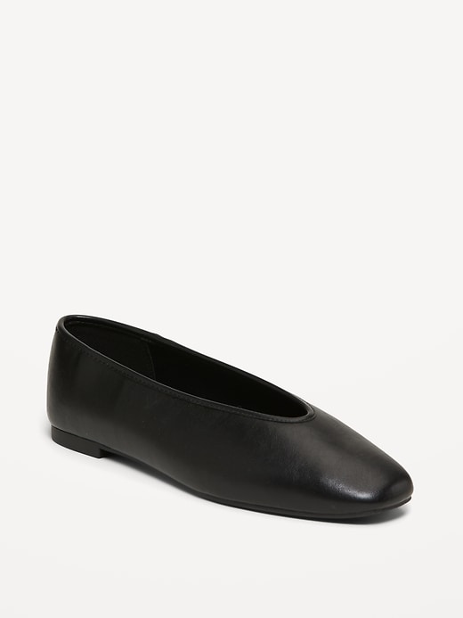 Image number 1 showing, Faux-Suede V-Cut Ballet Flats