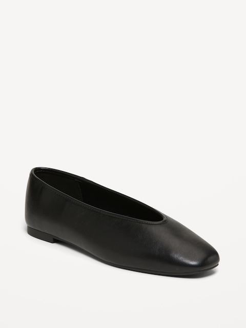 Faux-Suede V-Cut Ballet Flats