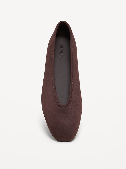 Image number 3 showing, Faux-Suede V-Cut Ballet Flats