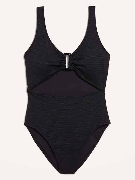 Image number 4 showing, Textured One-Piece Cut-Out Swimsuit
