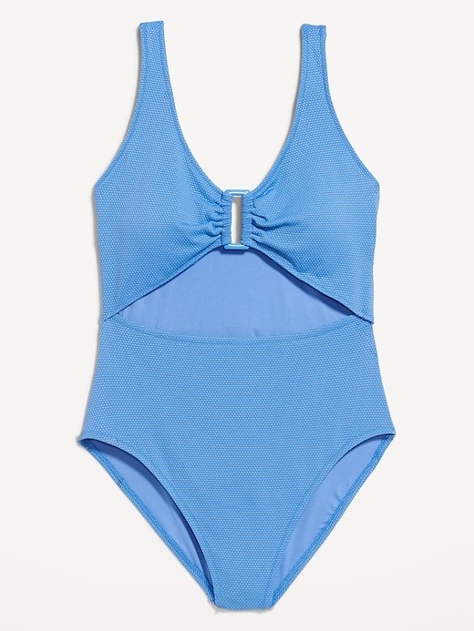Image number 3 showing, Textured One-Piece Cut-Out Swimsuit