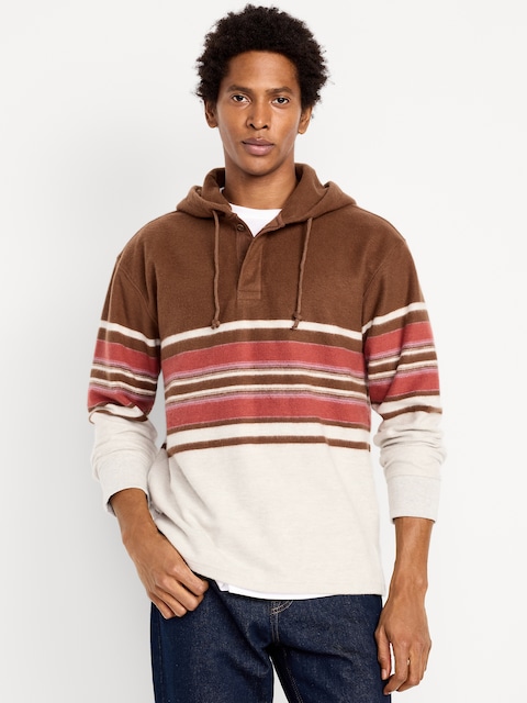 Rugby Pullover Hoodie - Brown/Cream Stripe