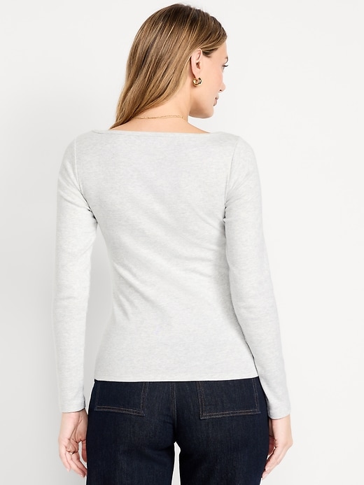 Image number 2 showing, Snug Long-Sleeve Boat-Neck T-Shirt
