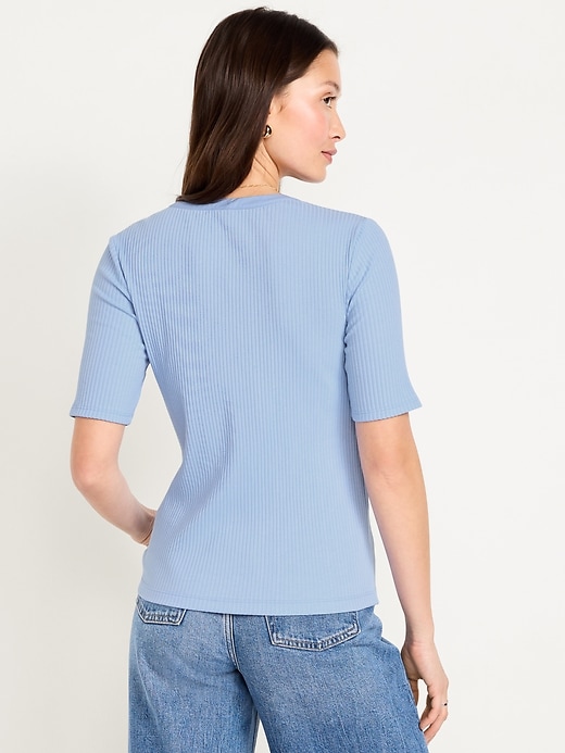 Image number 2 showing, Short Sleeve Lace-Front Top