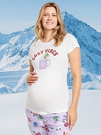 Image number 1 showing, Maternity Holiday-Graphic Crew-Neck T-Shirt