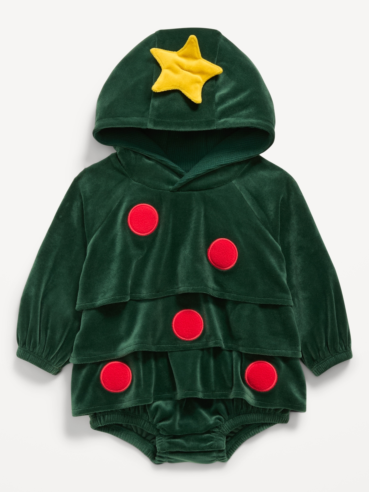 Unisex Holiday Tree Costume Hooded One-Piece Romper for Baby