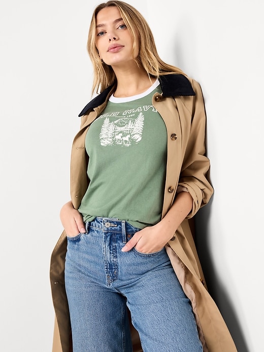 Image number 3 showing, EveryWear Crew-Neck Logo-Graphic Ringer T-Shirt