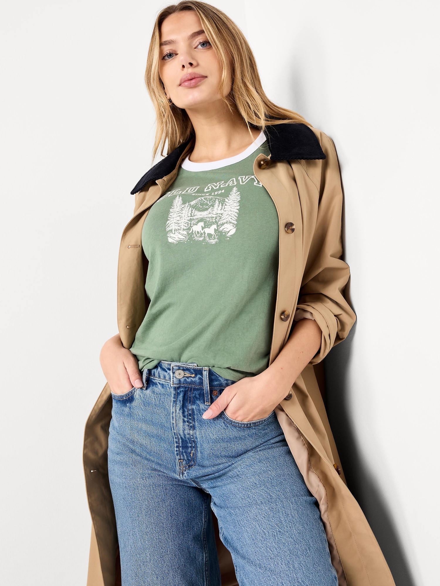 EveryWear Crew-Neck Logo-Graphic Ringer T-Shirt