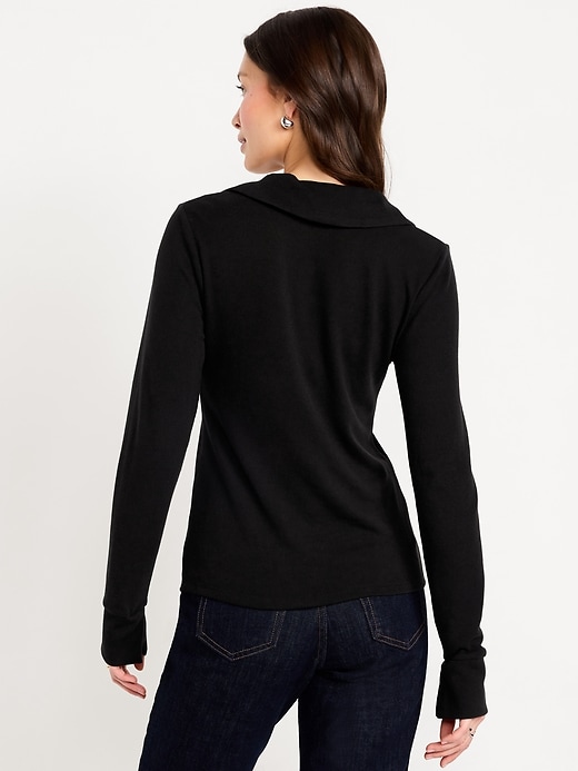 Image number 2 showing, Split-Neck Long-Sleeve Pullover Shirt