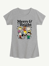 Image number 1 showing, Peanuts Merry And Bright Short Sleeve Tee For Girls