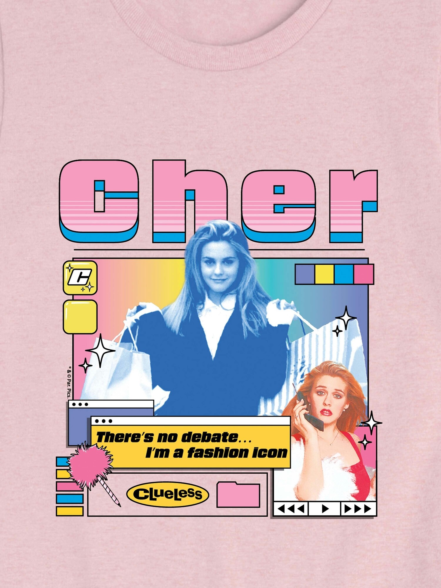 Футболка Old Navy Cher Clueless Short Sleeve Tee для девочек, цвет: Меланжевый розовый — фото 2