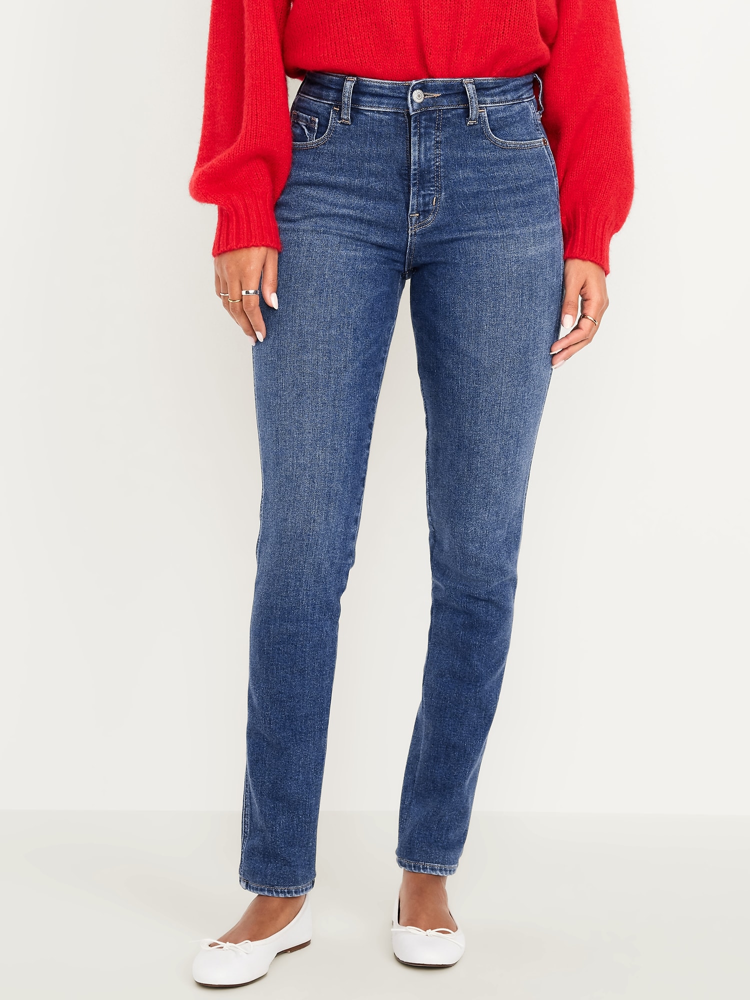 High-Waisted Slim Jeans