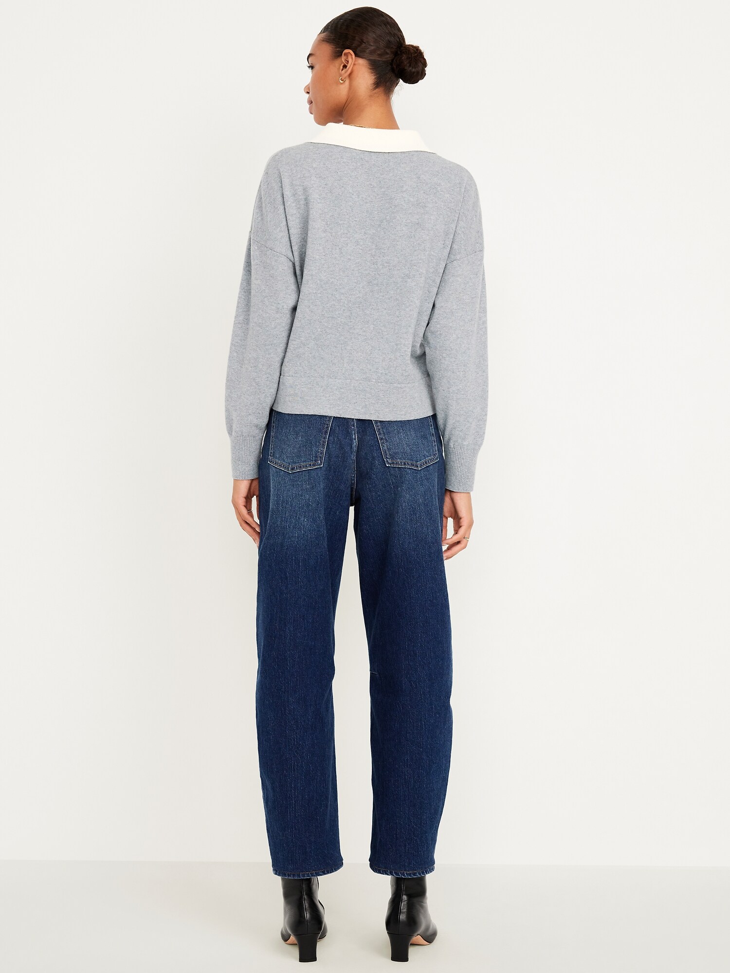 Женские джинсы Old Navy High-Waisted Wow Barrel Ankle, цвет: Тёмная варка — фото 3