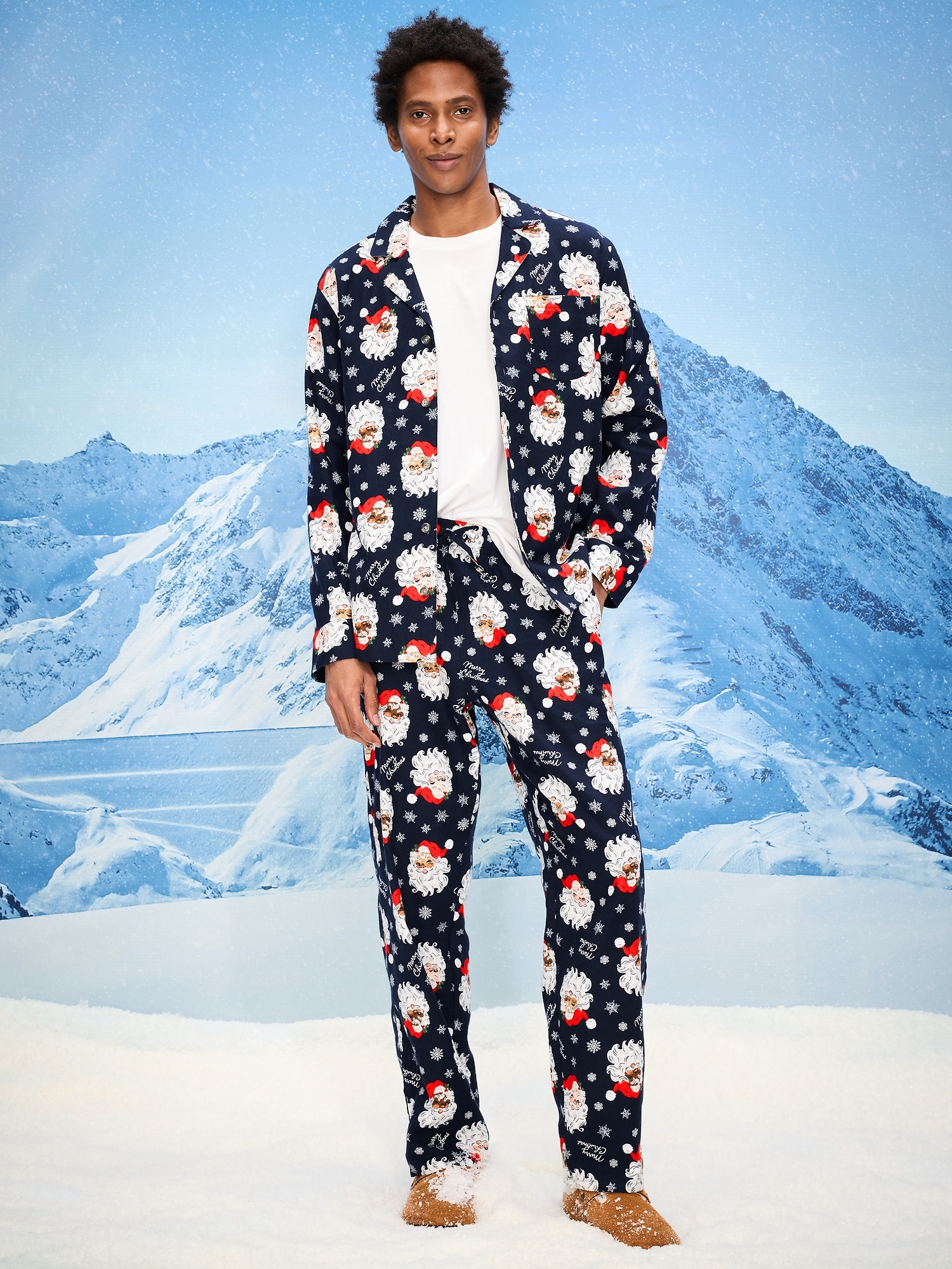 Printed Flannel Pajama Set for Men
