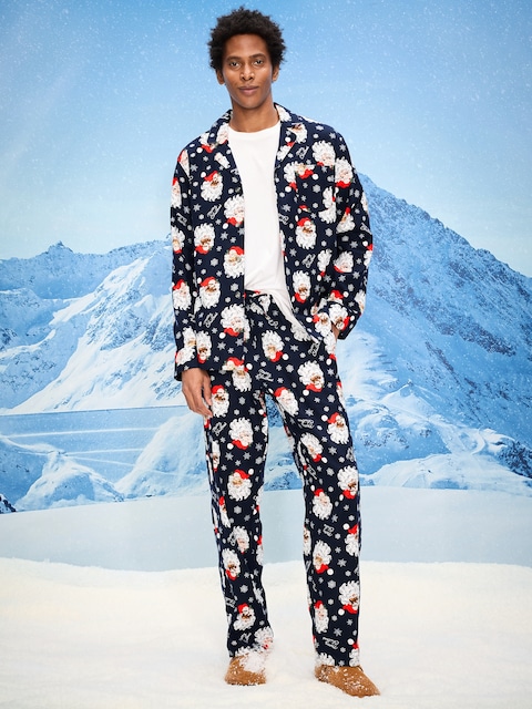 Printed Flannel Pajama Set for Men - Jolly Santa (Match The Fam!)