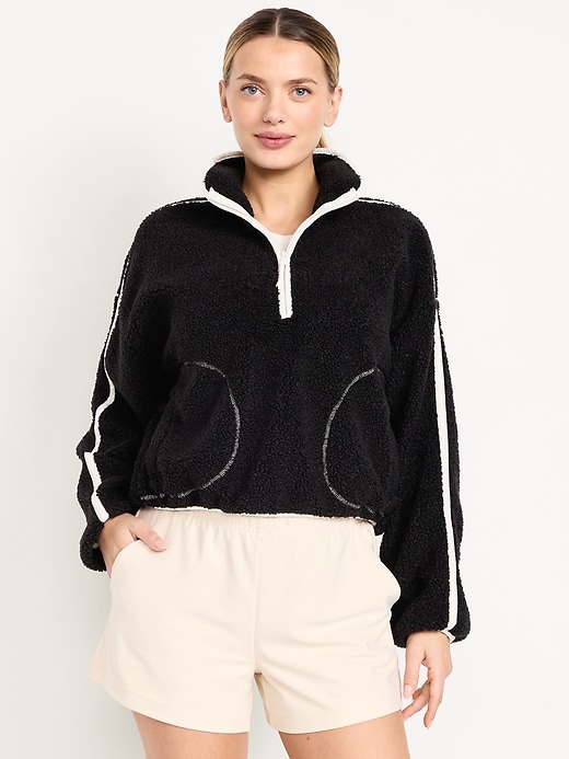 Image number 1 showing, Loose Sherpa Quarter-Zip Pullover
