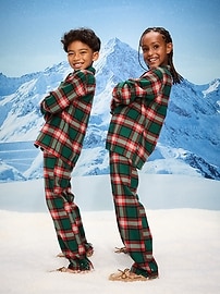 Image number 1 showing, Printed Gender-Neutral Button-Front Pajama Set for Kids