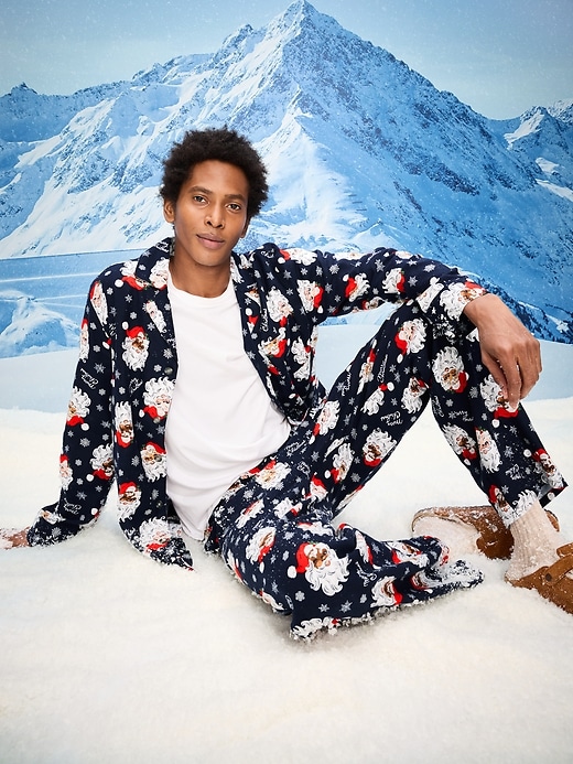 Printed Flannel Pajama Set for Men