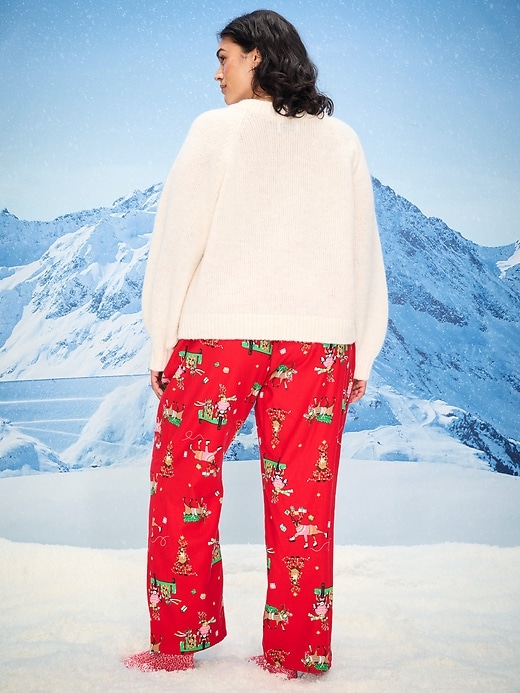 Image number 8 showing, Mid-Rise Printed Flannel Pajama Pants for Women