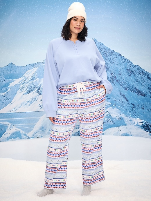 Image number 7 showing, Mid-Rise Printed Flannel Pajama Pants for Women