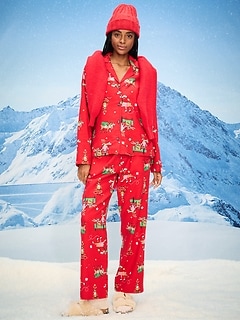 Printed Flannel Pajama Pant Set for Women