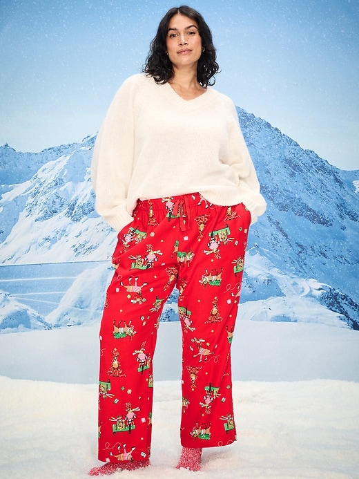 Image number 7 showing, Mid-Rise Printed Flannel Pajama Pants for Women