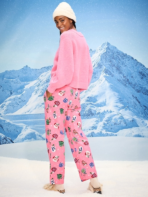 Mid-Rise Printed Flannel Pajama Pants for Women