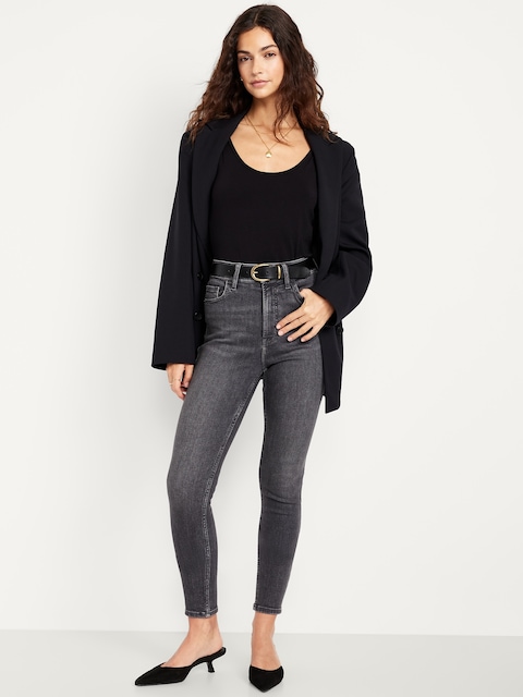 Extra High-Waisted Rockstar 360° Stretch Super-Skinny Jeans - Faded Black Wash