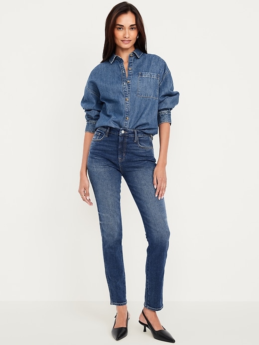 Image number 1 showing, High-Waisted Vintage Slim Jeans