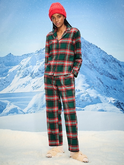 Image number 1 showing, Plaid Flannel Pajama Pant Set for Women