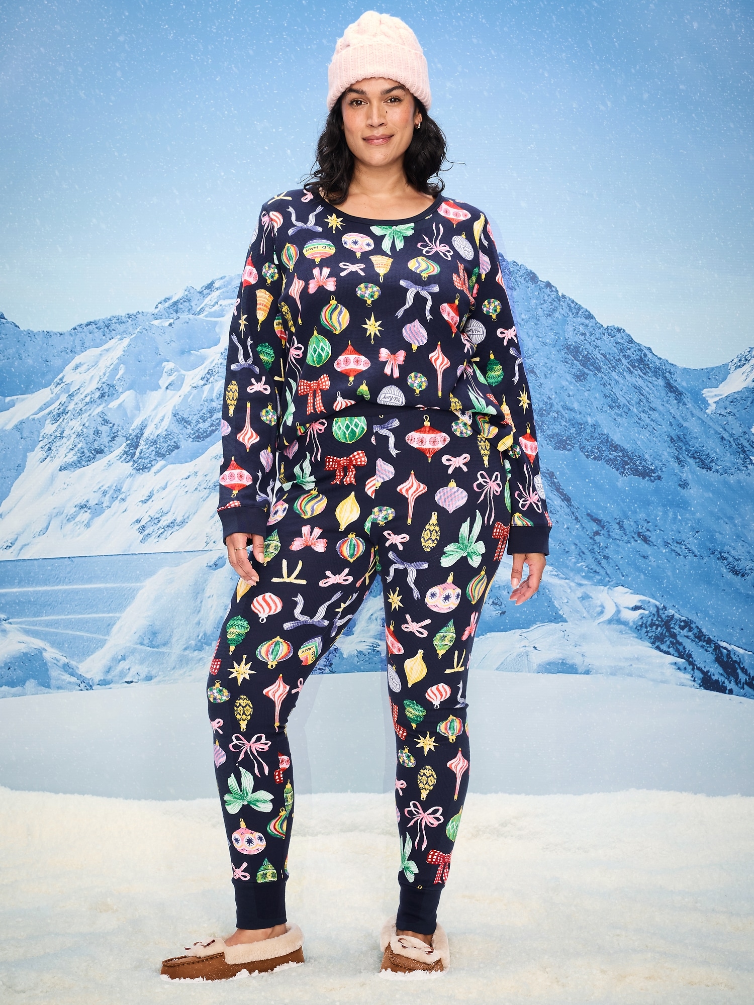 Scoop-Neck Waffle Pajama Top for Women